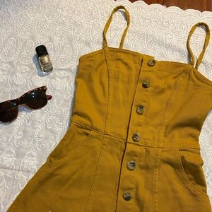 Mustard color short dress/overall dress